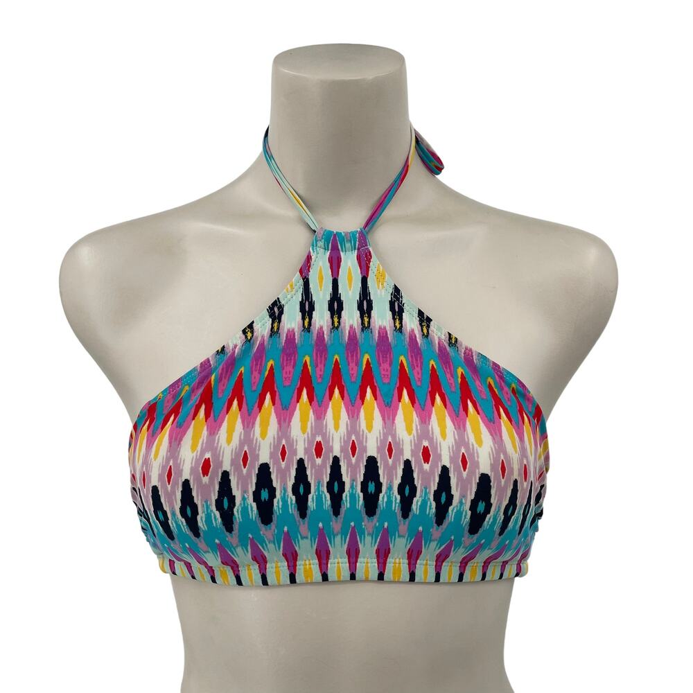 Athleta Halter Bikini Top XS Geometric Print Padded Swimwear